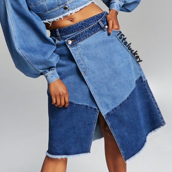 INC International Concepts Dresses & Skirts - Assymetric Denim Skirt sz 6